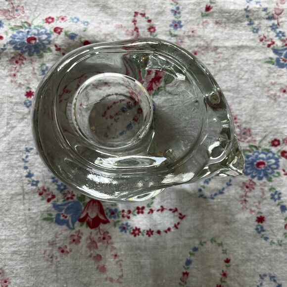 Vintage Indiana Clear Glass Sleeping Cat Votive Candle Tealight Holder Made USA - Picture 7 of 7